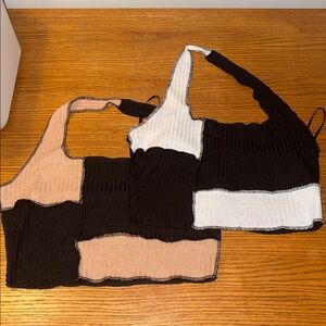 SHEIN Black, White, and Tan Crop Tops